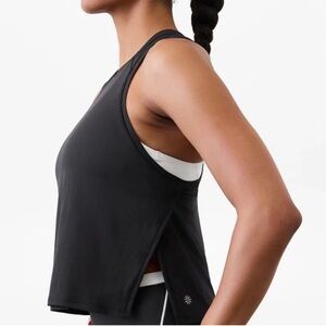 Athleta Grid Knit Singlet Black Tank Top Large